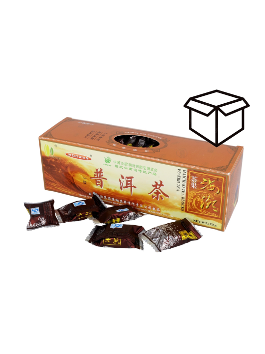 herbata czerwona Pu-erh w kostkach Meridian 125 g opakowanie zbiorcze