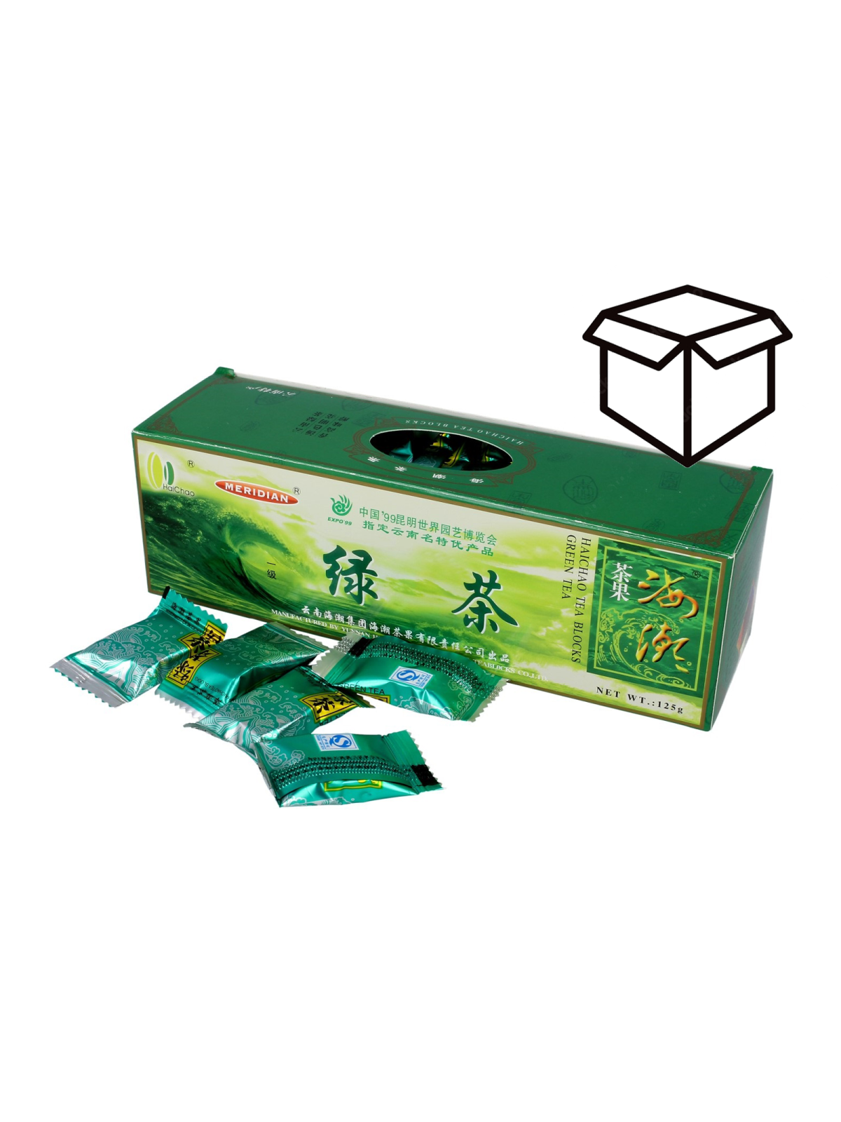 herbata zielona prasowana w kostkach Meridian 125 g