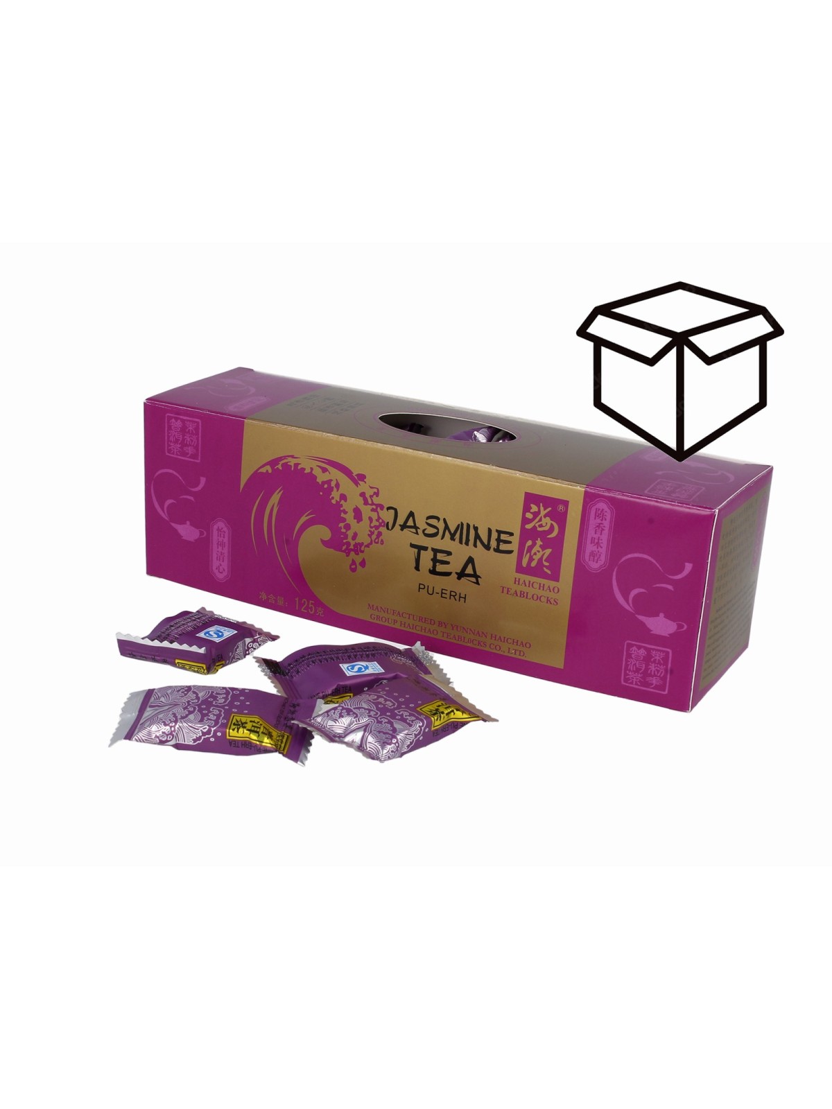 herbata czerwona jaśminowa prasowana w kostkach 125 g opakowanie zbiorcze