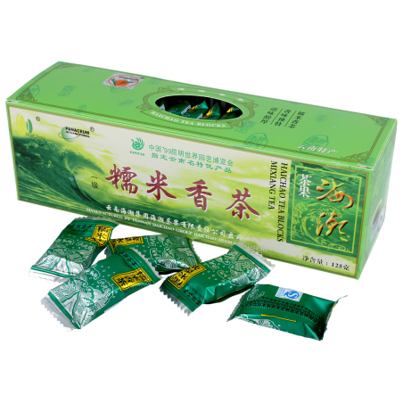 herbata zielona ryżowa Yunnan prasowana w kostkach Haichao Meridian 125 g