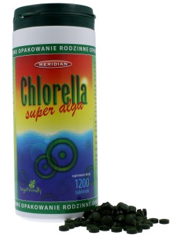chlorella 1200 tabletek superalga opakowanie rodzinne Meridian