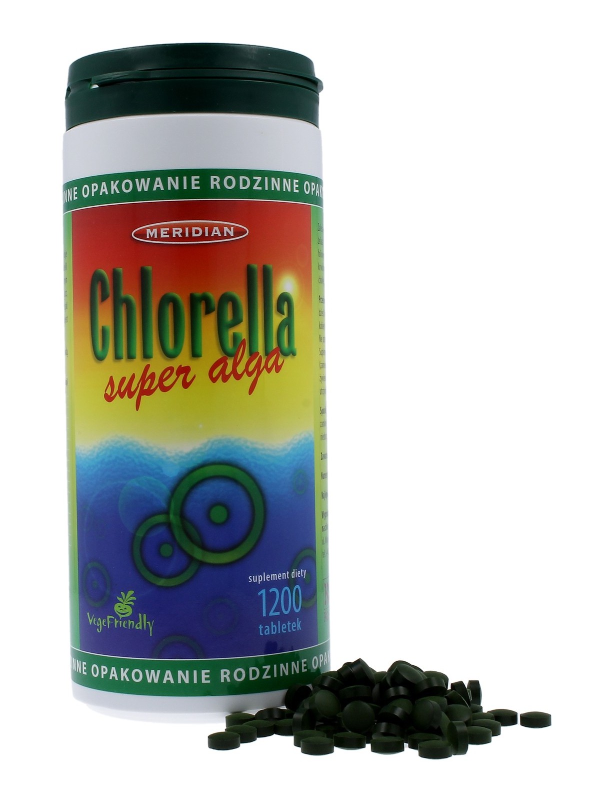 chlorella 1200 tabletek super alga opakowanie rodzinne Meridian