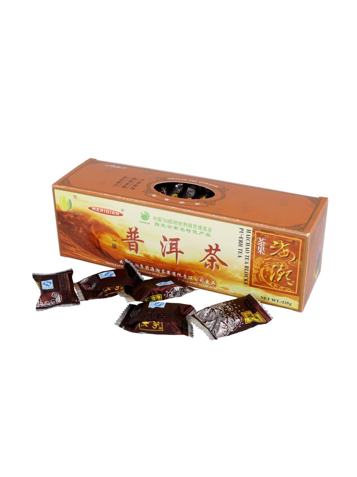 Herbata czerwona prasowana w kostkach Pu-Erh Tea Haichao 125g karton 40 sztuk