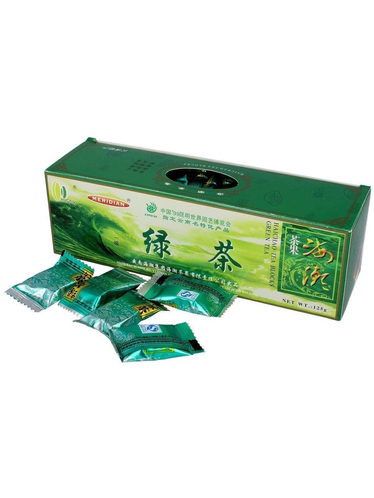 Herbata zielona prasowana w kostkach Tea Haichao 125g karton 40 sztuk